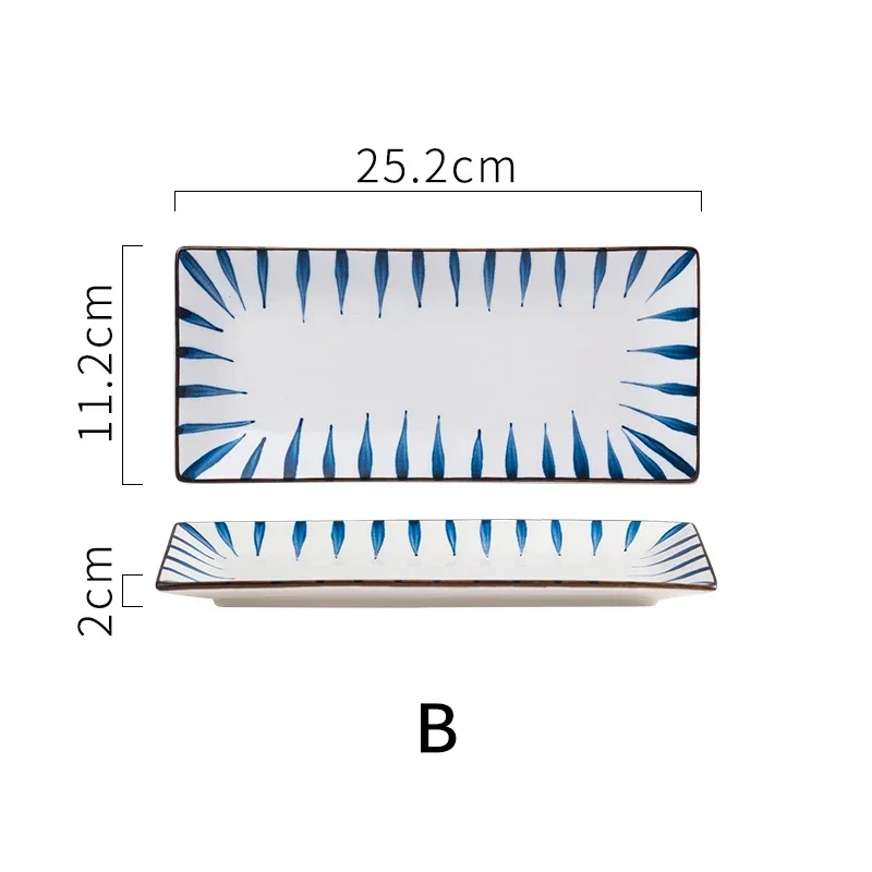 Rectangular Ceramic Dinner Plate Steak Dessert Japanese Style Sushi Porcelain Plates Kitchen Dining Room Tableware Set