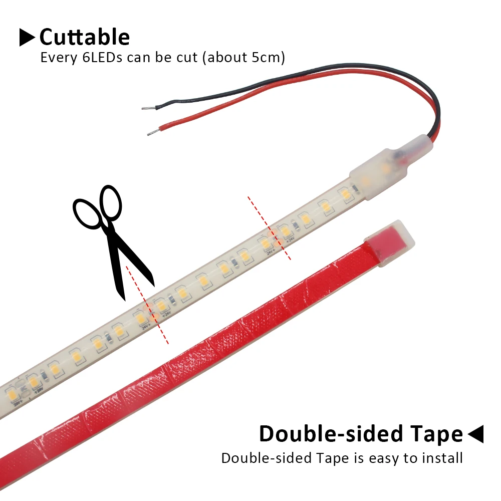 Waterproof LED Strip Lights - 24V, IP68, Multi-Length Options, Ideal for Outdoor and Pool Lighting