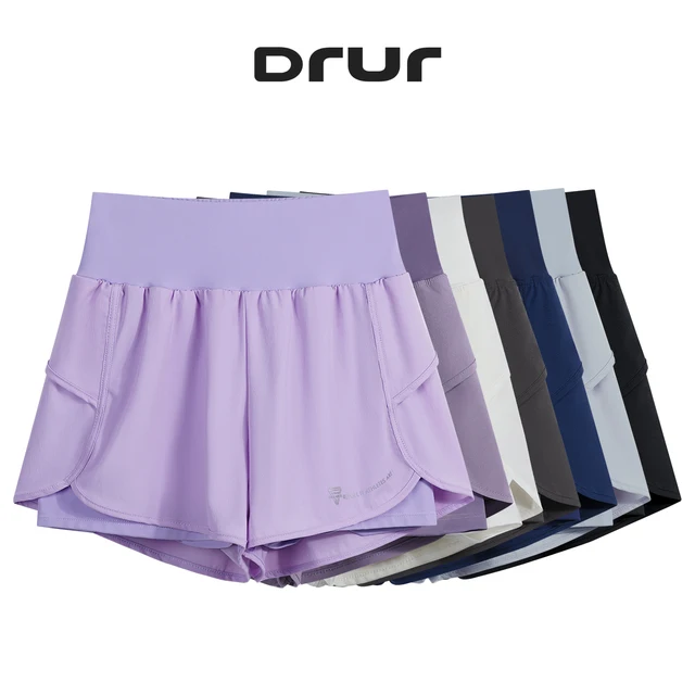 DRUR Yoga Short Woman Jogging Fitness Elastic Waist 2 In 1 Workout Shorts With Pockets Women Yoga Clothes Sports Shorts Yogawear