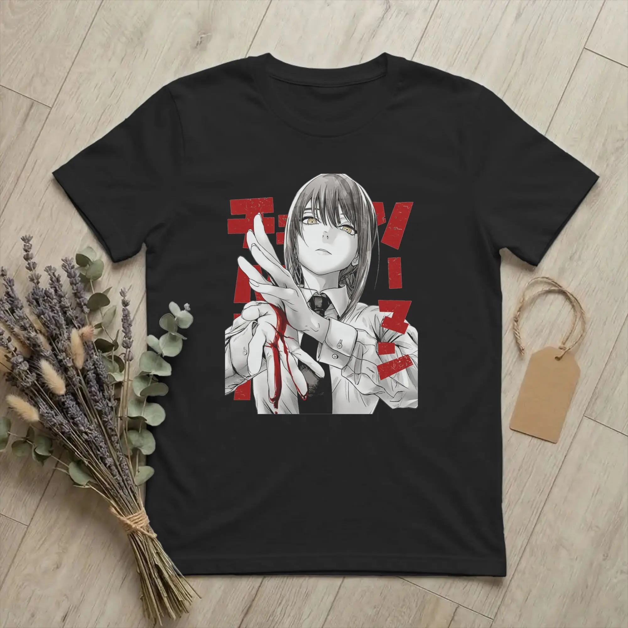 Streetwear Chainsaws Man Makima T-Shirt Herren Rundhals Kurzarm Tops Shirts Japanische Anime Baumwolle Sommer Top T-Shirt