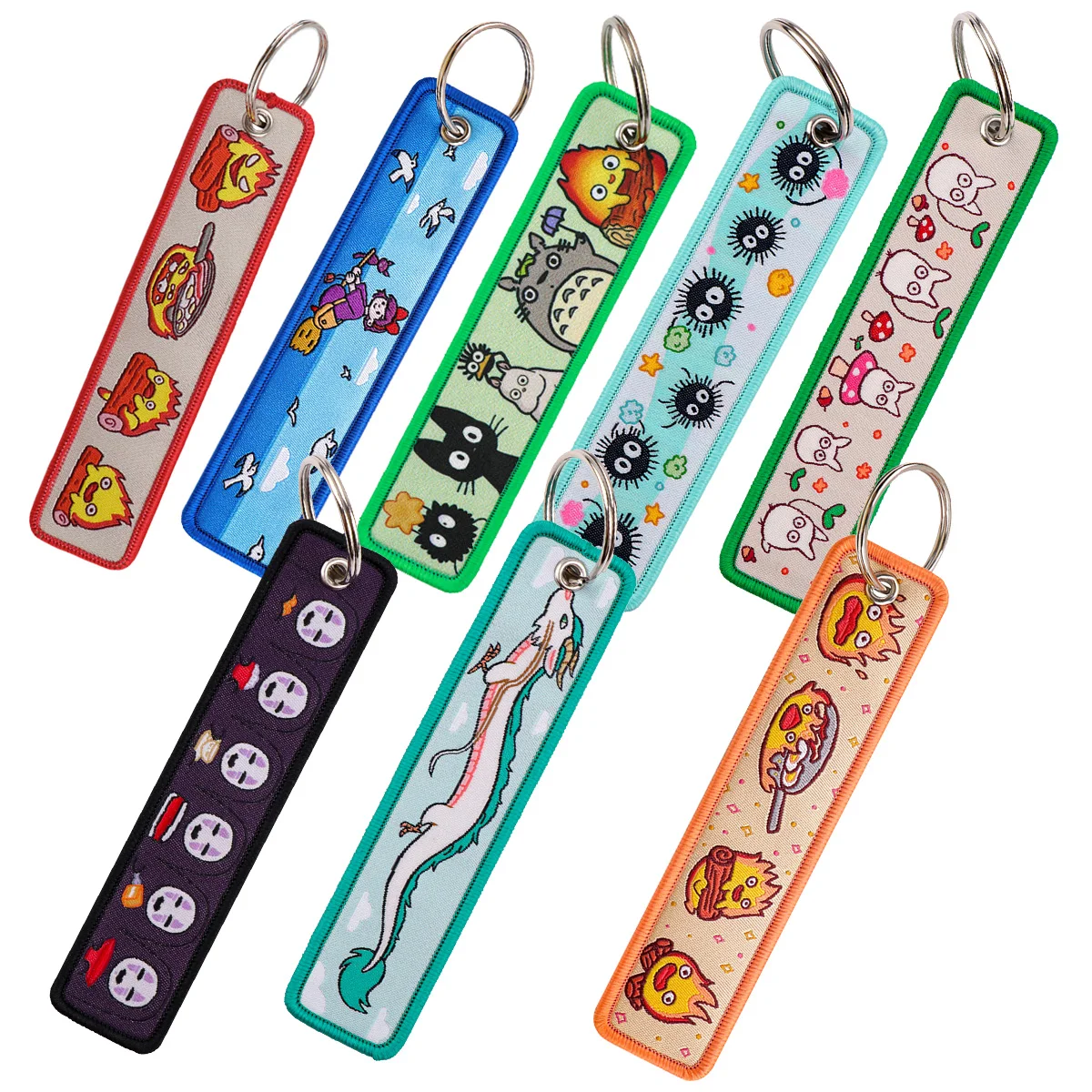 Manga Bestickte Schlüsselanhänger Schlüsselbänder Schlüsselanhänger Niedliche Cartoon-Schlüsselringe für Taschen Autos Sammlerstücke Geschenke für Anime-Fans Accessoires