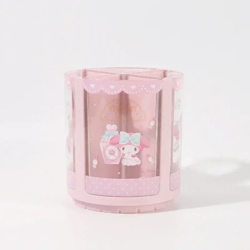 Pen Holder MINOSO Sanrio Genuine Melody Cinnamoroll Kuromi Rotating Cartoon Desktop Organizer Stationery Cosmetics Storage