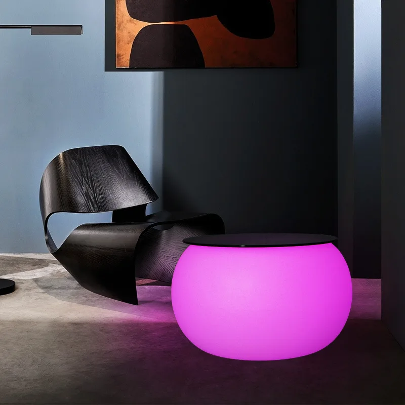 Home Luminous Coffee Table D68*42cm Modern Nordic Drum Shape Side Tables For Living Room Loft White Glow Furniture Korea Riq-Z01