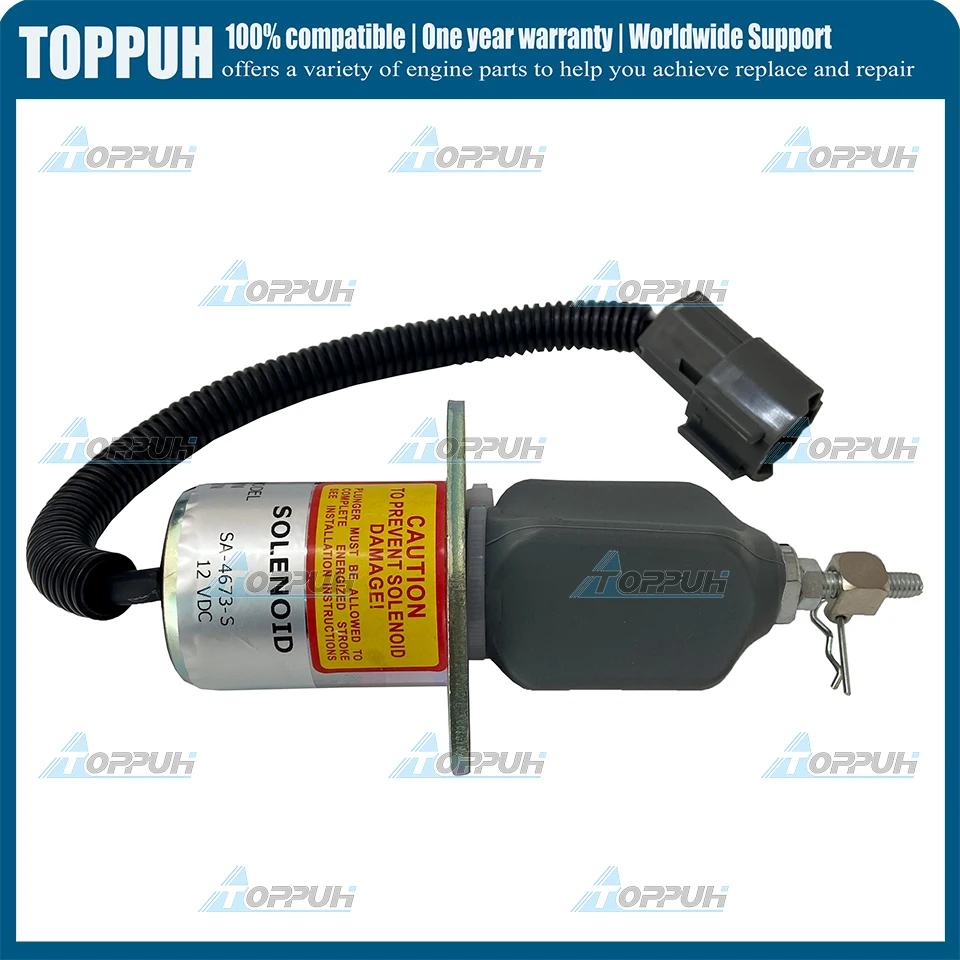 12V SA-4673-S Fuel Stop Solenoid 1751ES-12A3UC12B1S for Yanmar 4NTE94 Woodward SA-4673-S 12V