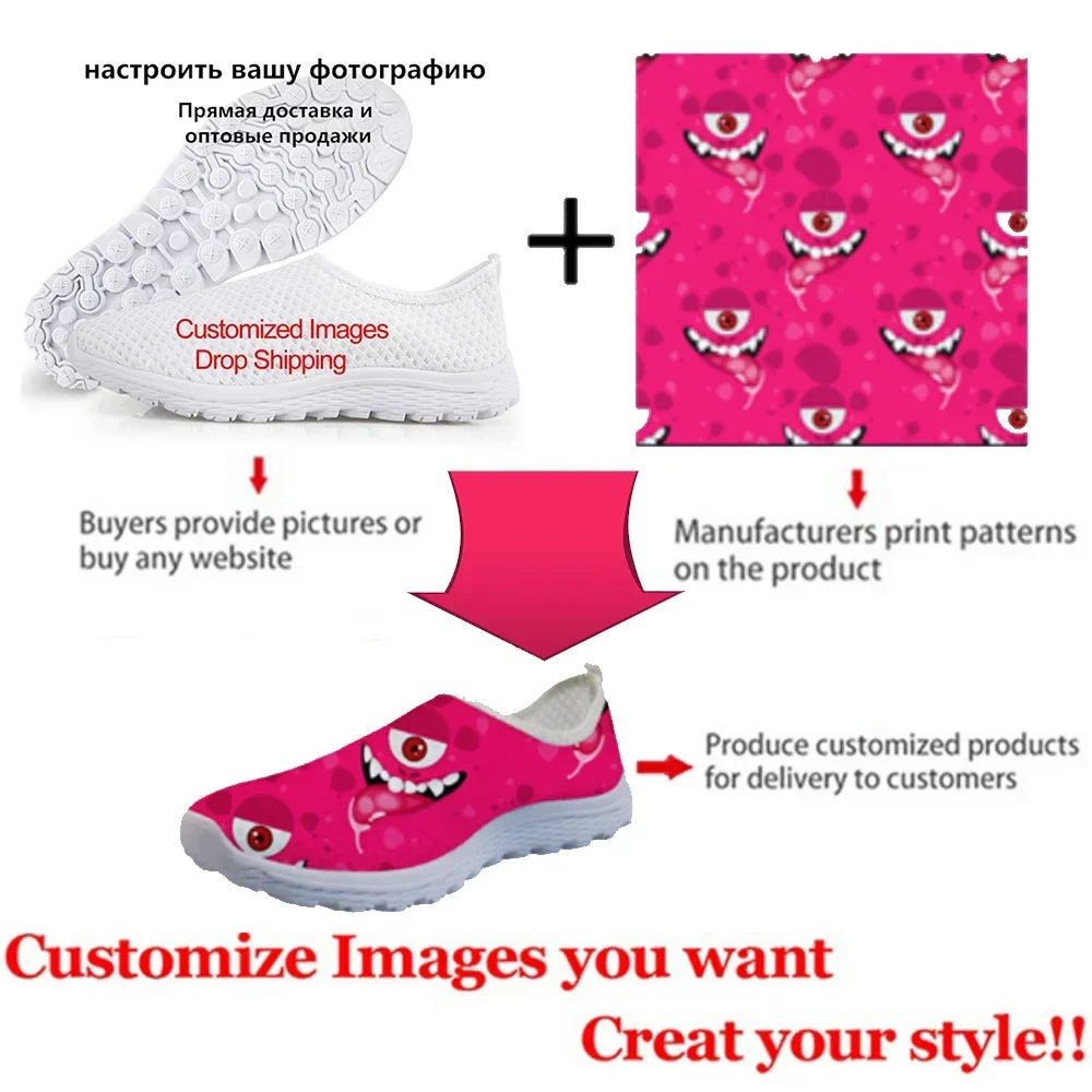 Women's Flats Nursing Shoes Cartoon Gradient Nurses Bear Print Mesh Breath Loafers Summer Beach Cute Female Footwear