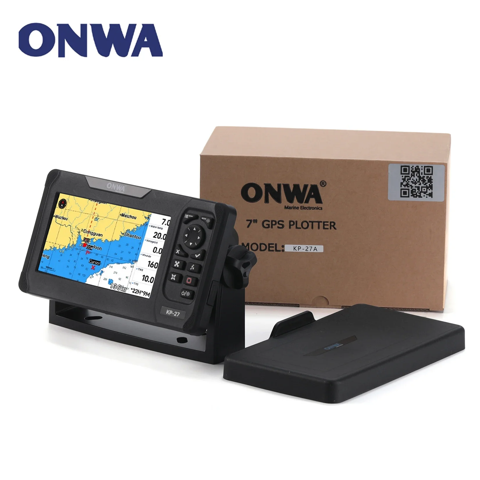 KP-27A ONWA 7-inch GALILEO GPS Chart Plotter with GPS Antenna and Built-in Class B+ AIS Transponder Combo Marine Navigator