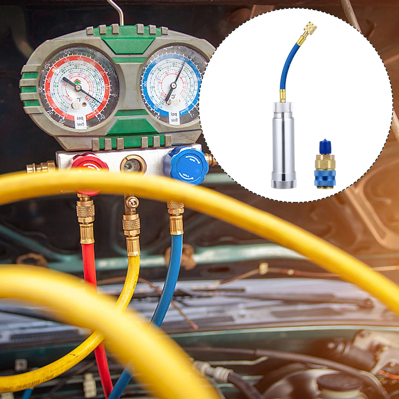 

Injection Tool Air Conditioning Dye Oil Injector Filling Tube Ac Hand Turn Screw Coolant R134 134a For vehicles