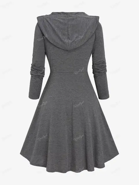 Abrigo Gris Abrigo Mujer Tipo Vestido ROSEGAL-abrigos De Talla