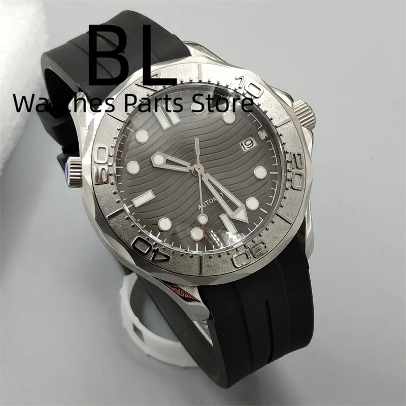 BLIGER 41mm Mechancial Men's Watch DomedSapphire Glass NH35A PT5000 Movement Rubber Strap Silver Ceramic Bezel Gray Dial No Date 4