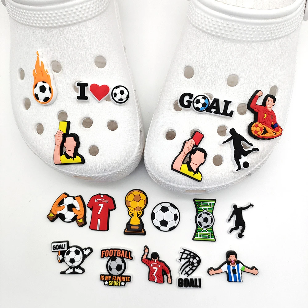 18Pcs /set Football Sports Shoe Charms PVC Sandal Decoration DIY