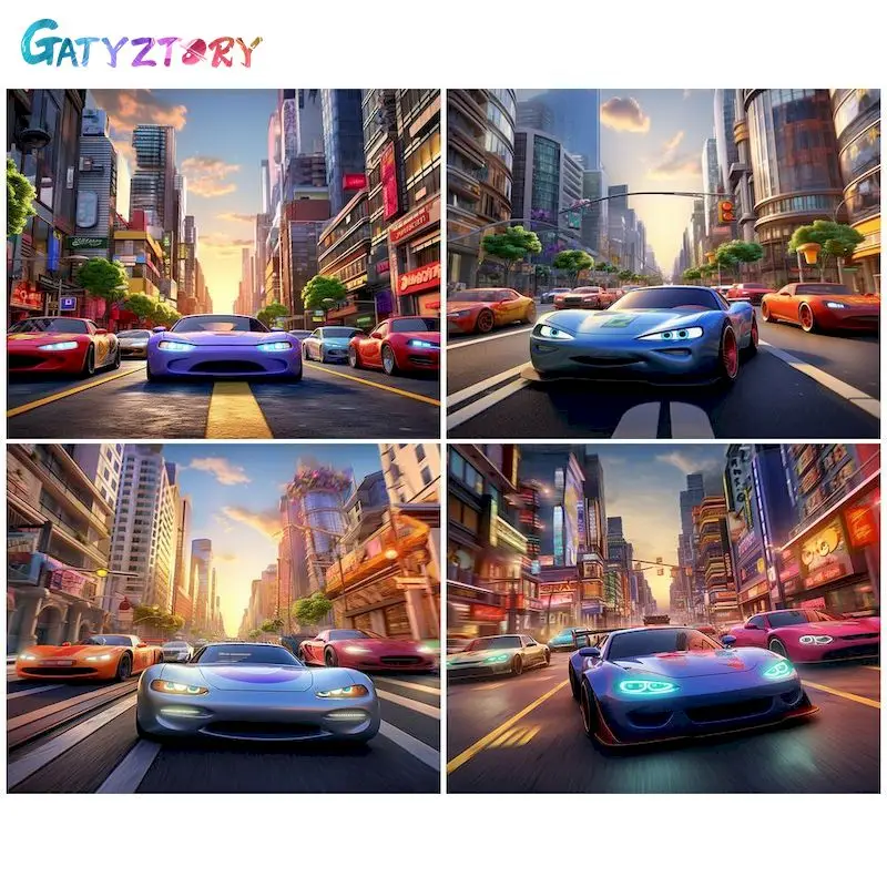 

GATYZTORY Diy Painting By Numbers With Frame Street Racer Landscape Picture On Numbers For Home Wall Art Decors 40x50cm