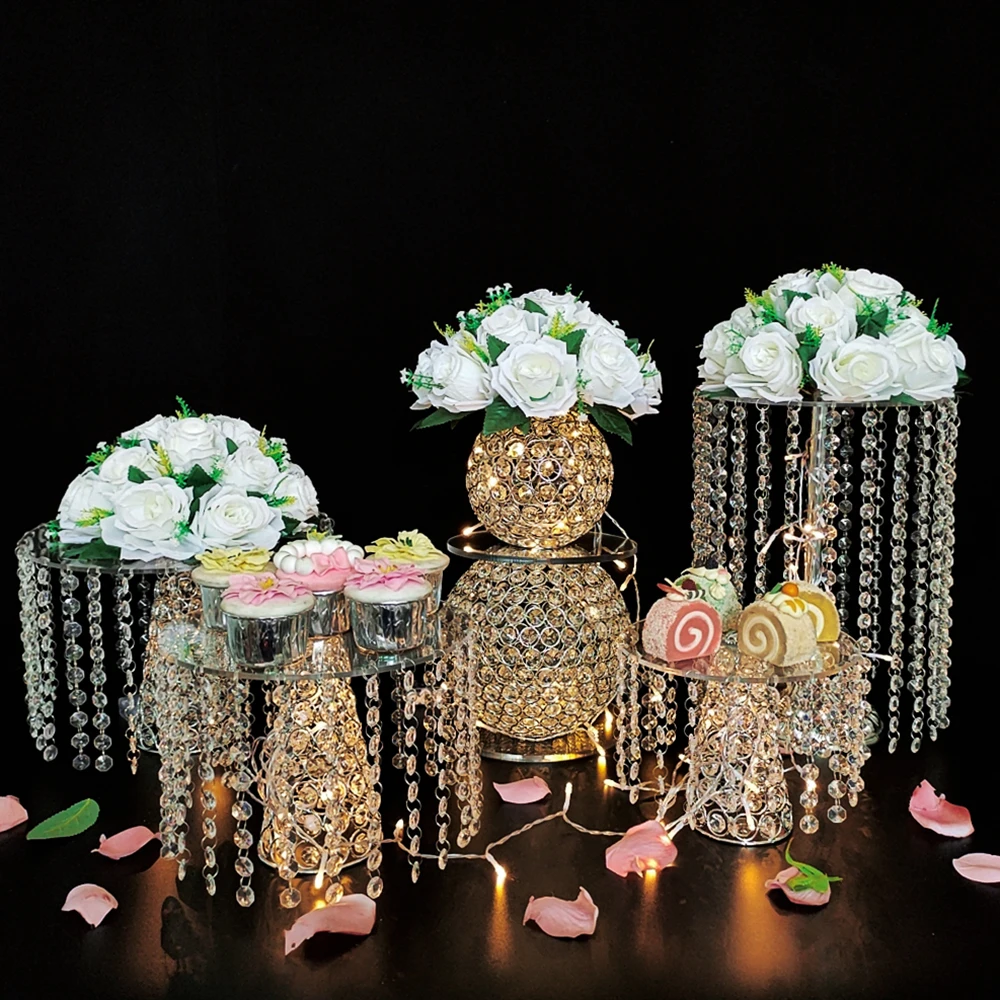 

4-6pcs Acrylic Cake Stand Cake Plate with crystal base party set Perfect Finishing Touch for Holidays`Table Settings! Plates le