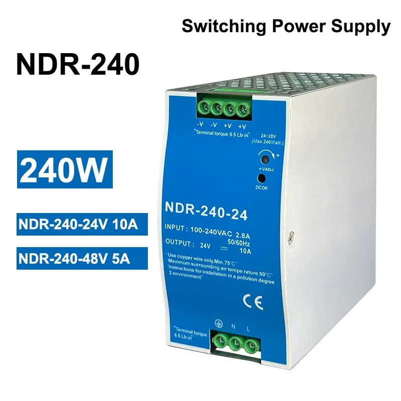 NDR-240W-24V-48V-Industrial-DIN-Rail-Type-Single-Group-Output ...
