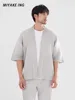 Miyake Fold 2024 Spring New Half Sleeve Suit Daopao Loose Large Size Short Sleeve Logo Coat 3