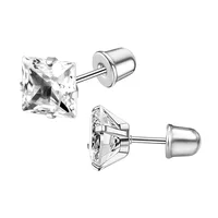 Boucles d'oreilles en acier inoxydable et titane, 4 broches carrées en Zircon, bijoux pour ongles, manchette d'oreille à la mode pour Piercing 2