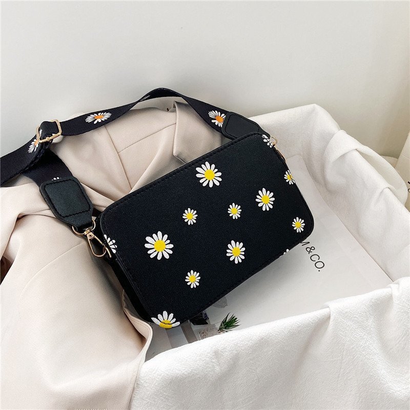 Daisy wide shoulder strap fashionable women's bag single shoulder crossbody bag flower small square bag