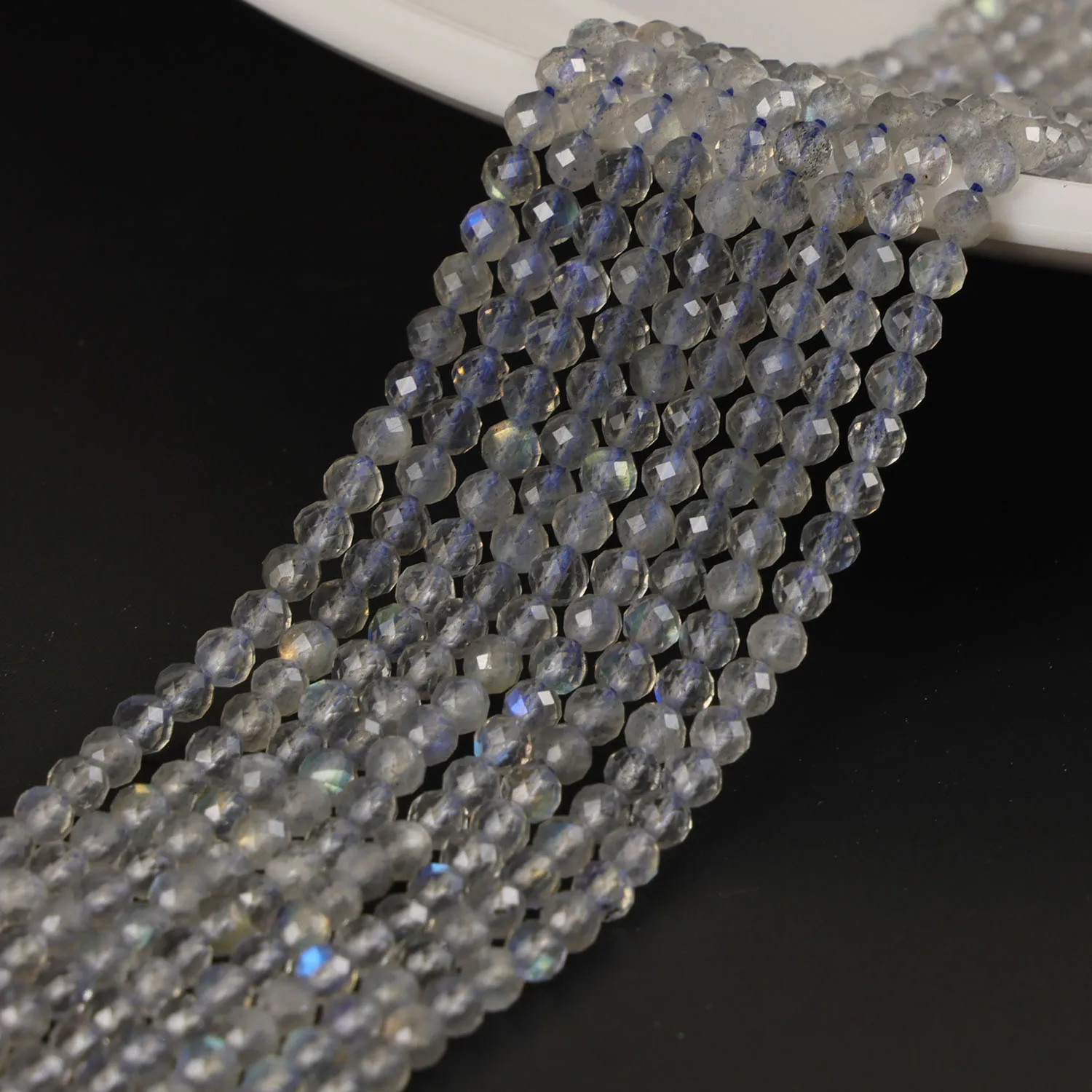 

Natural Faceted Labradorite 2 3 4mm Round Grey Gemstone Loose Beads Accessories for DIY Jewelry Necklace Bracelet Earring Making