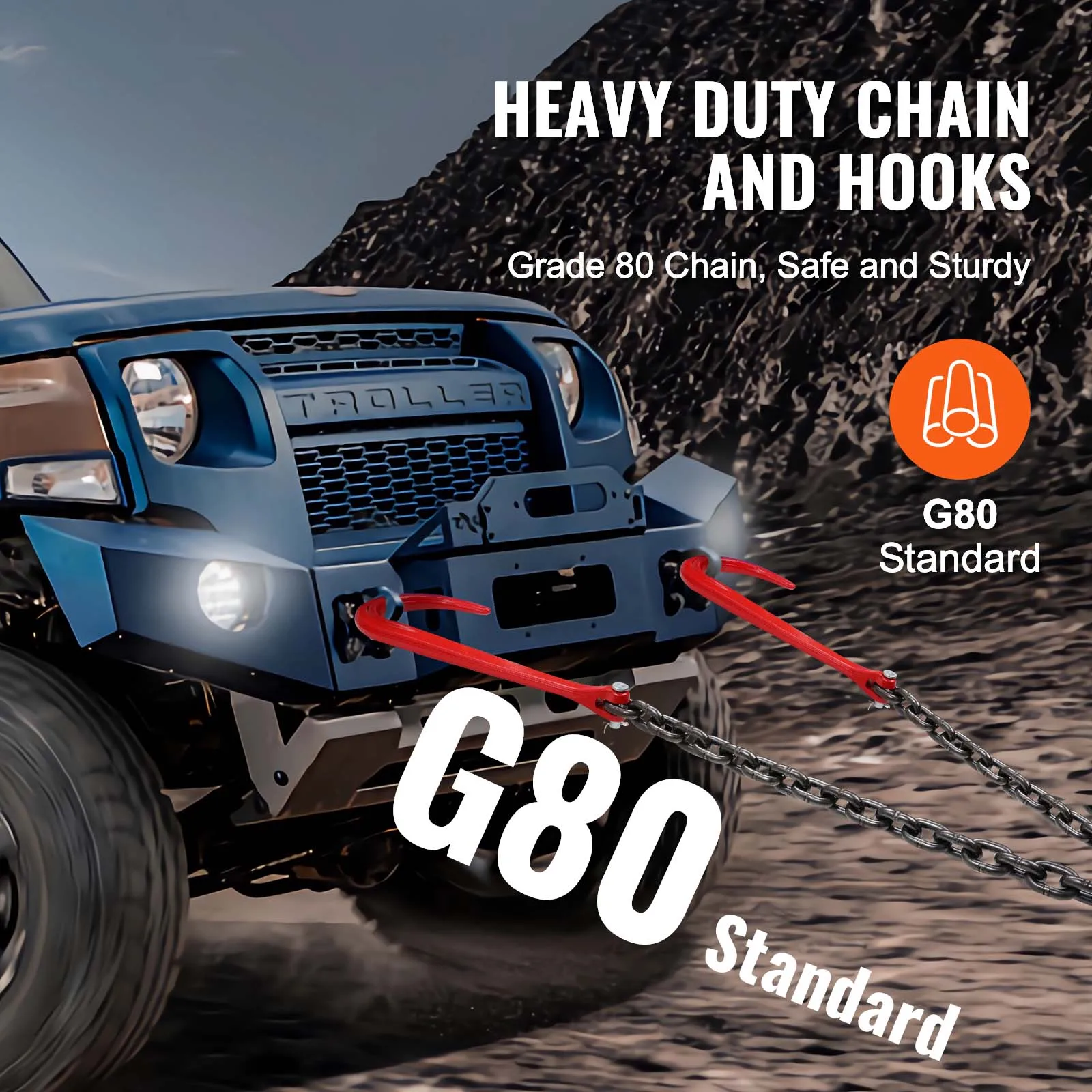 Galvanized Steel Towing Bridle Chain with J Hooks for Flatbed Trailers