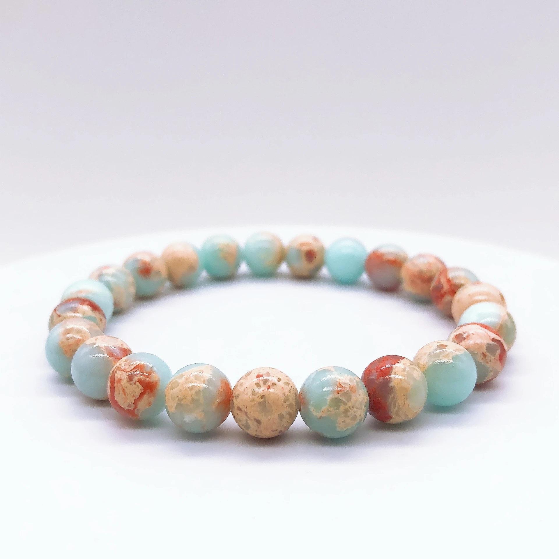 

Blue Imperial Jasper Bead Bracelet Crystal Stone Fashion Reiki Healing Gemstone Strand Bangles Jewelry Home Decor Gift