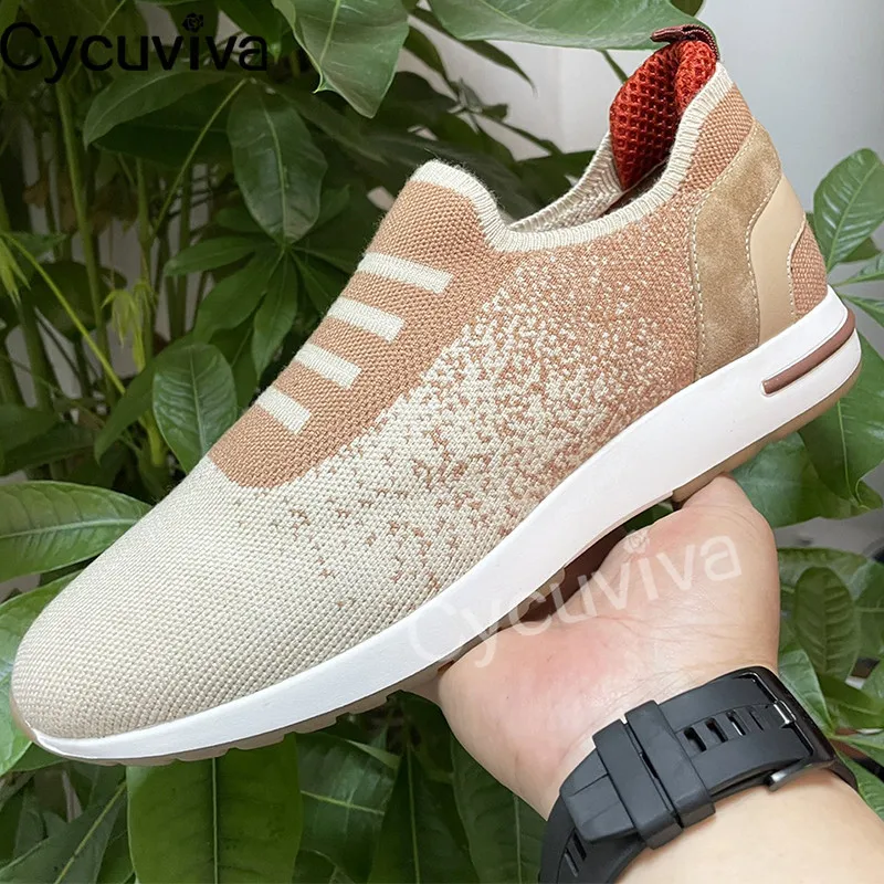 

Unisex Knitted Flat Casual Shoes For Women Male Loafers Breathable Mules Summer Walk Sneakers Comfy Driving Women Shoes 2022