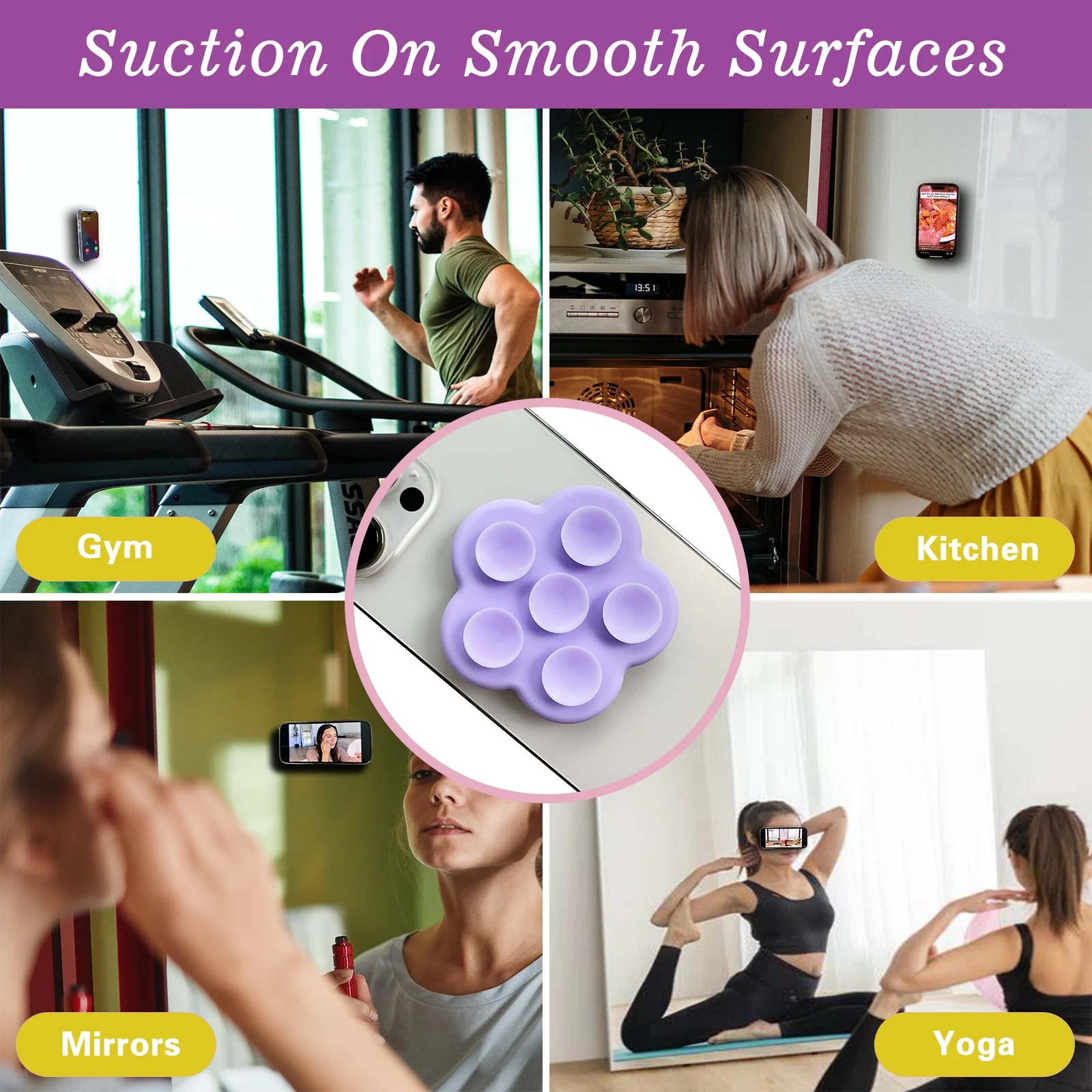 Silicone Flower Suction Cup Phone Grip and Stand Combo