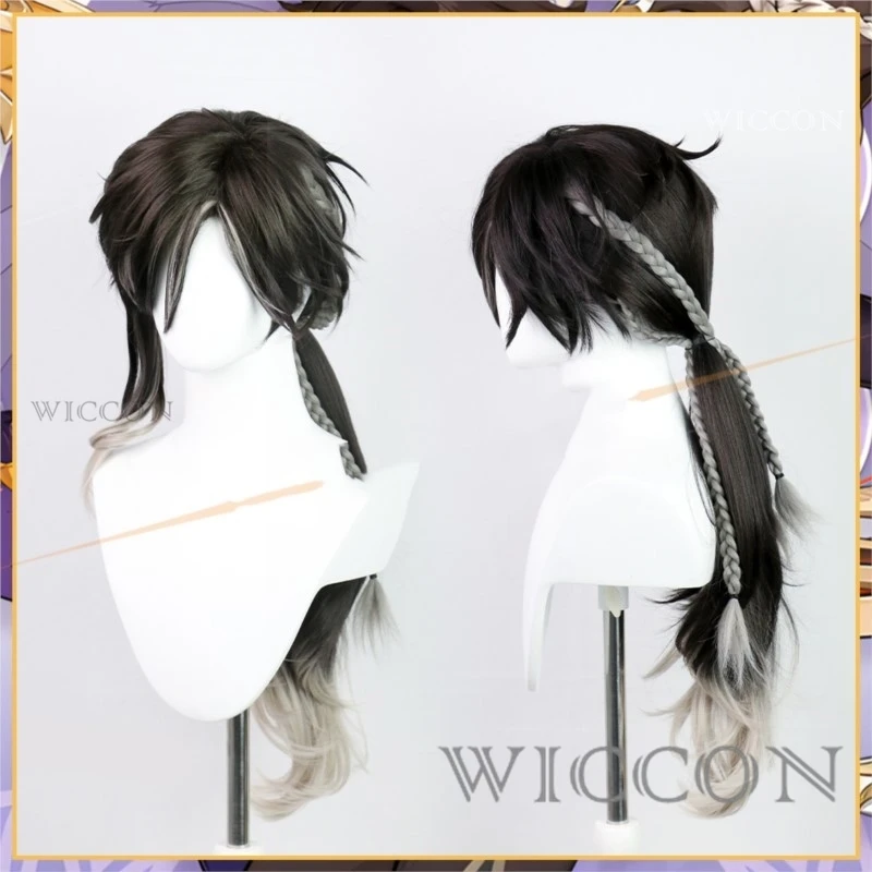 

Sethos Wig Game Genshin Impact Cosplay Wig Sumeru New Character Sethos Cosplay Men 75cm Black Grey Hair Free Wig Cap