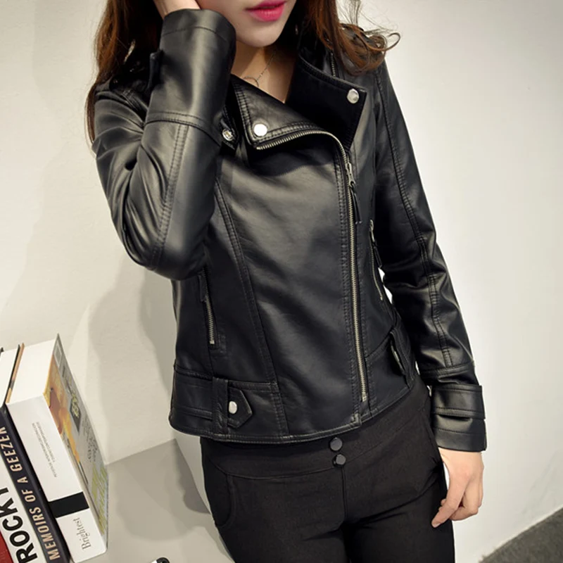 Spring Fall Women Short Black PU Jacket Gothic Punk Style Fashion Goth Winter Coats Motorcycle Leather Jacket Casual Wild Coat black faux leather cropped jacket women autumn vintage elegant coats ladies pu harajuku punk style thin fashion overcoat winter