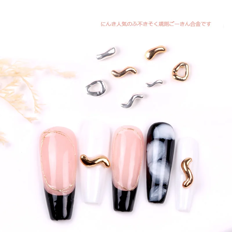 

TSZS 10 Pcs/Lot 3D Nail Deco Irregular Alloy Korea Nails 3D Accessories Nails Art Decoration Parts For Salon And Home DIY