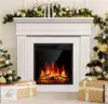 Electric Fireplace Mantel Package Wooden Surround Firebox TV Stand Free Standing  Logs,Adjustable Led Flame,Remote Control,White 1