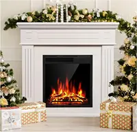 Electric Fireplace Mantel Package Wooden Surround Firebox TV Stand Free Standing  Logs,Adjustable Led Flame,Remote Control,White 1