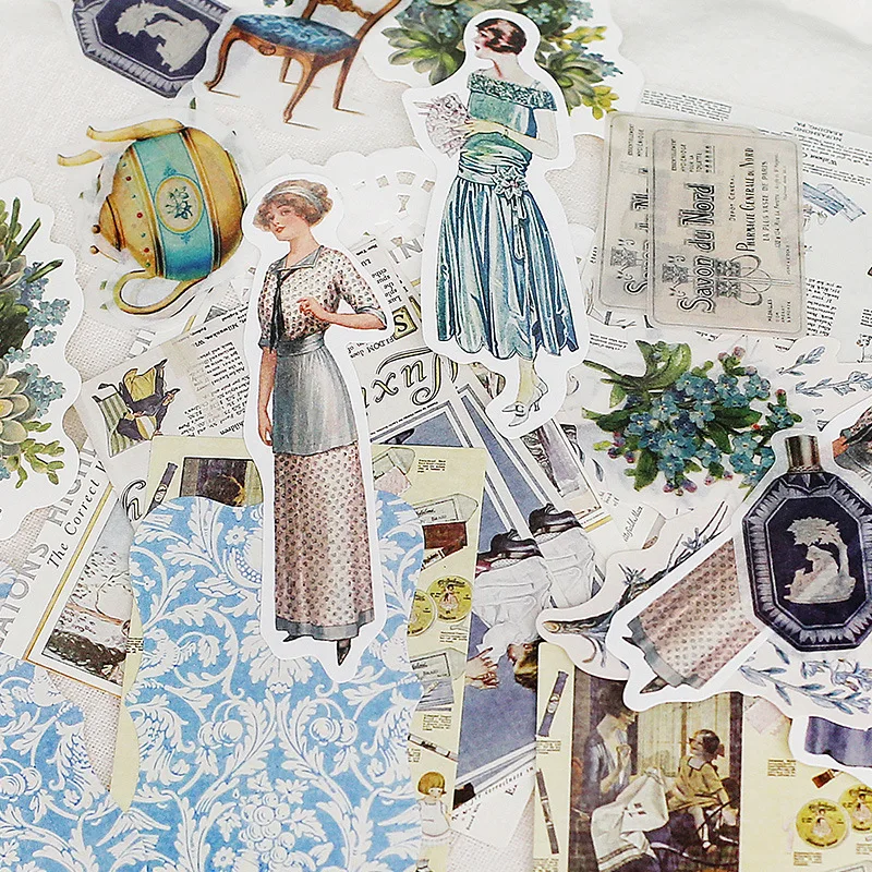 Vintage stickers DIY scrapbooking hand-painted handmade sewing