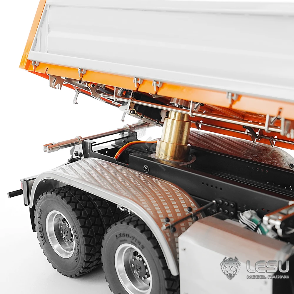 8*8 LESU 1/14 RC Hydraulic Crane Dump Truck 3348 Remote Control 3-Way Metal Dumper Tipper 2 Speeds Car Model Light Sound Set 6