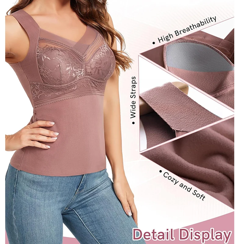 Canottiera Termica Da Donna TDEOK - Reggiseno Modellante Bustier Invernale, Manica Lunga Calda, Taglie Comode, Spedizione 7-15 Giorni - 2