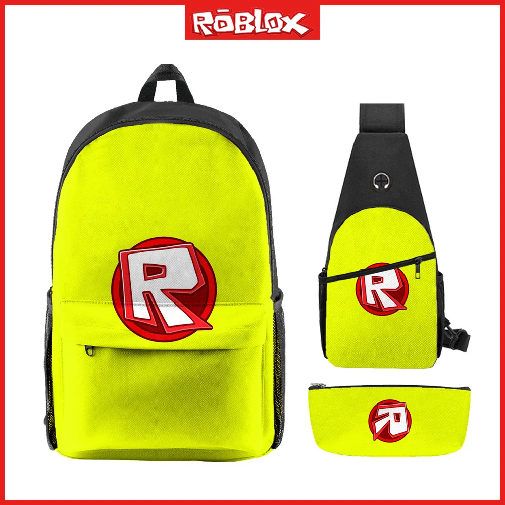 

2023 Roblox Game Anime Printing Student Large Capacity Cartoon Bookbag Pencil Bag Casual Crossbody 3-Pcs Birthday Christmas Gift