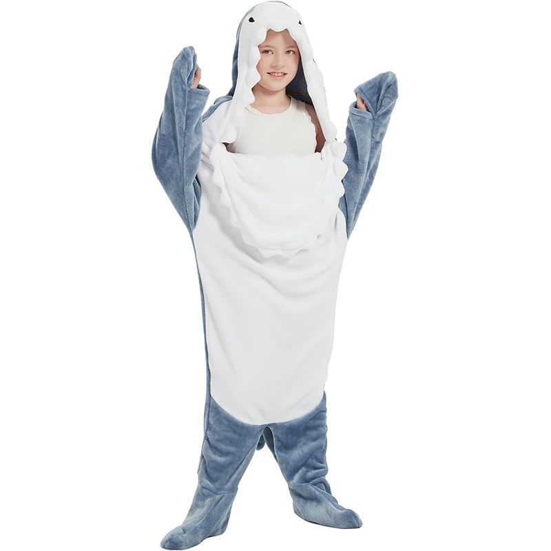 Cartoon Kids Pajamas for Children Cartoon Shark Sleeping Bag Full Body Kid's Blanket Loungewear