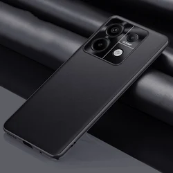 Deluxe PU Leather Matte Silicone Phone Case - Luxury Protective Cover for Note 13 Pro Plus (Black)