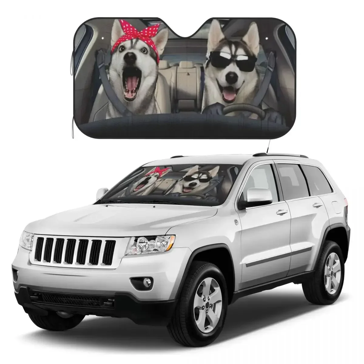 

Funny Husky Couple Sunshades Reflector Anti Uv Custom Car Sunshade Sun Shade