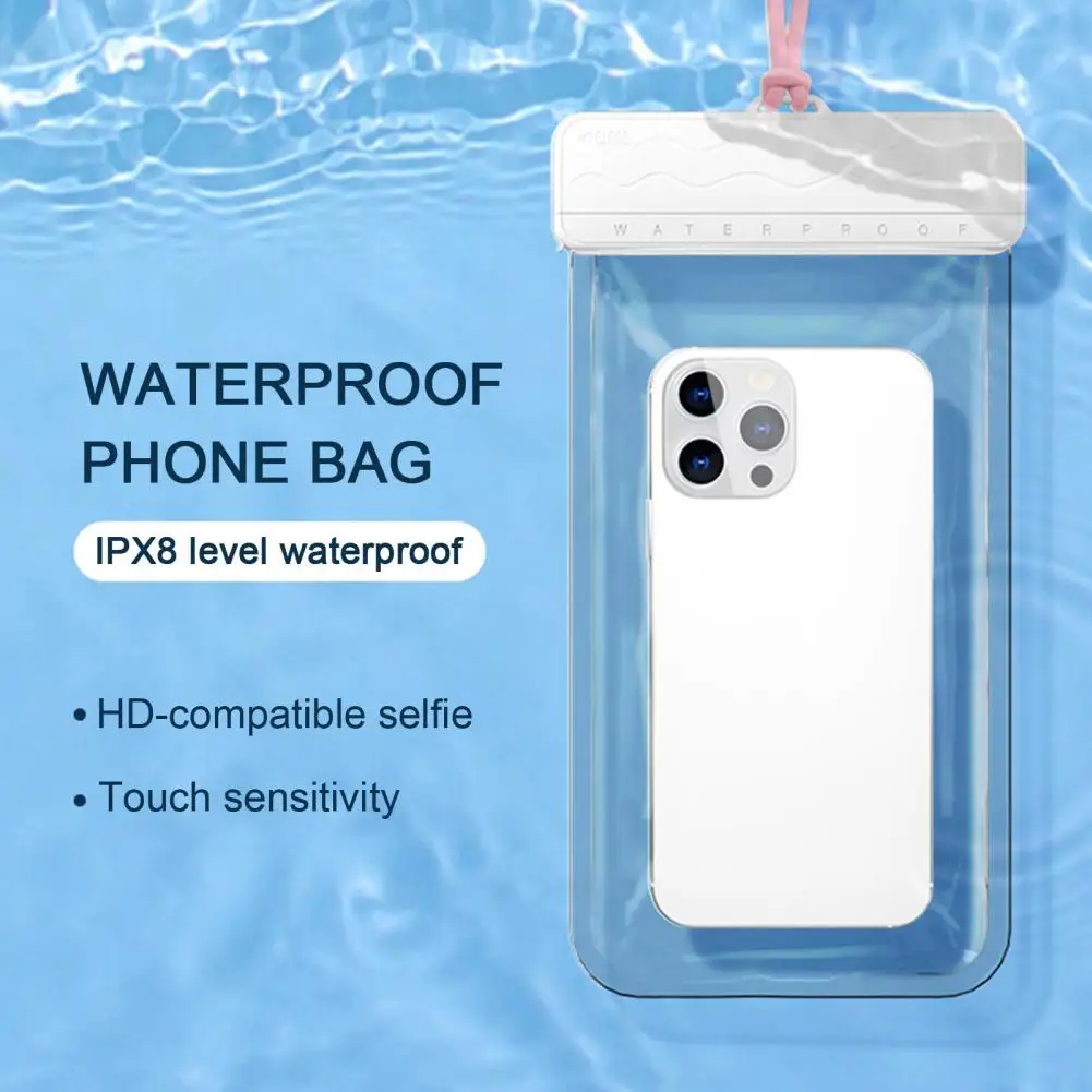 

WaterproofIPX8 Phone Pouch Transparent Good Sealing Adjustable Lanyard Universal Screen-Touch Design Diving Underwater Phone Bag