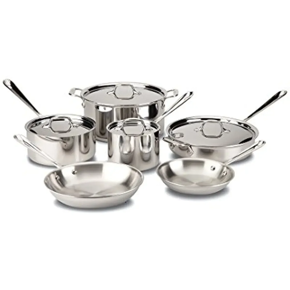 

D3 3-Ply Stainless Steel Cookware Set 10 Piece Induction Oven Broil Safe 600F Pots and Pans