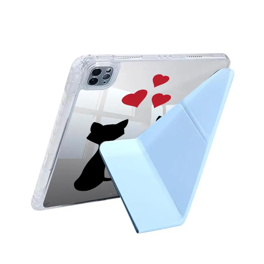 Cat Love Silhouette Y-Fold Tablet Holder and Cover Case