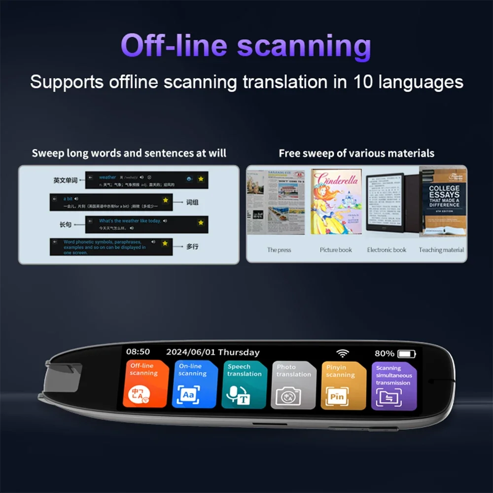 S65pro Reader Device Dictionary Translation Pen Scan Text Scanning Reading Translator WiFi/BT Connection Online Photo Translate
