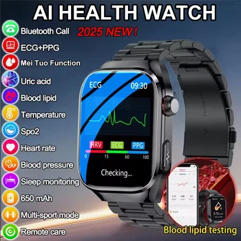 2025 New ECG+PPG Accurate Measure Heart Rate Smart Watch Men Blood Pressure Lipids Uric Acid Bluetooth Call Health Smartwatches 1
