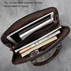 Vintage Men's Briefcase Top Layer Cowhide Casual Handbag Leather Business Shoulder Messenger Bag Brown 14 Inch Laptop Bag NZPJ 5