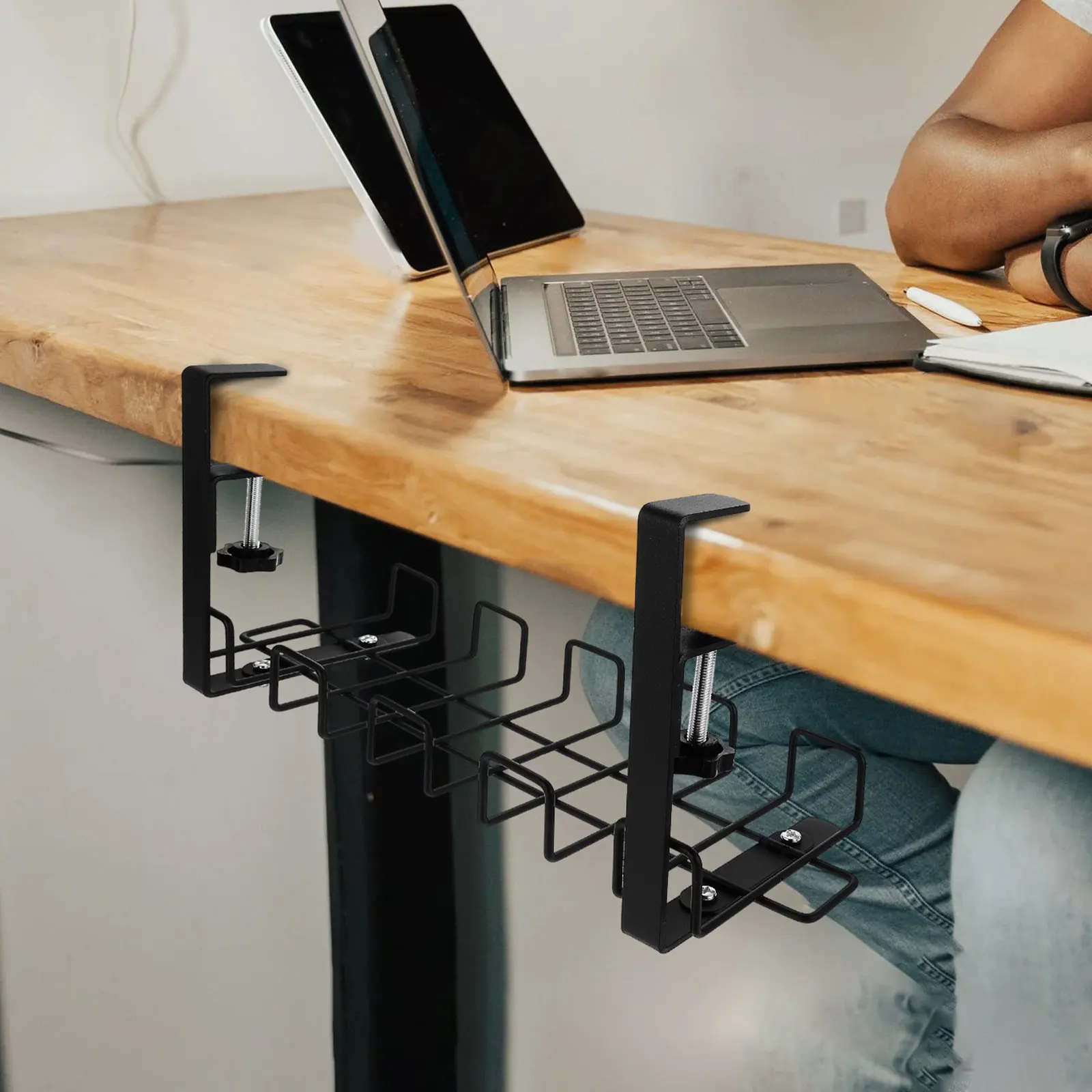 책상 아래 케이블 정리 랙, 헤비 듀티 스틸 코드 정리 바구니, 전원 스트립 및 케이블용, 가정 및 사무실 책상 용품