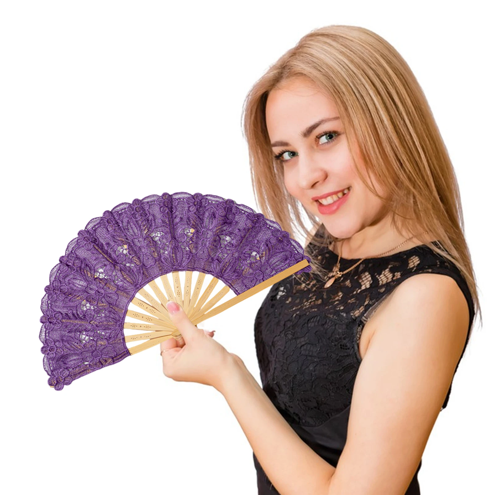 Portable Folding Fan 1Pc 23/27 cm Vintage Wood Lace Fan Tassel Hollow Ribs Dance Performance Party Photo Props for Wedding portable fan folding fan hand fan wooden hand fan