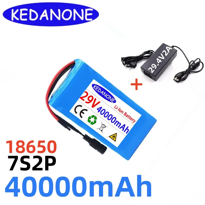 

Batería de iones de litio 7s2p de alta capacidad, 100%, 24V, 40Ah, 18650, 29,4 v, 40000mah, para bicicleta eléctrica, ciclomotor