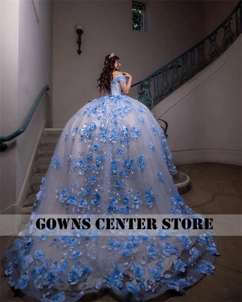 Sky Blue Quinceanera Dress Princess Sweet 15 Years Girl Birthday Party Dresses Appliques Vestidos De Quincea&ntilde;era Customized