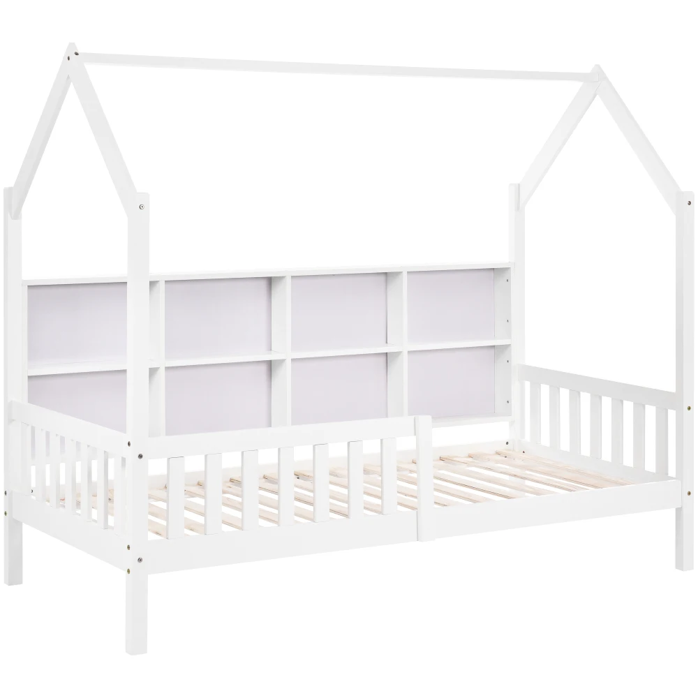 90x200cm modernes Kinder-Etagenbett, mit Mehrzweck-Bücherregal, Kinderbett mit Ablagefach und zwei großen Schubladen – Detail 9