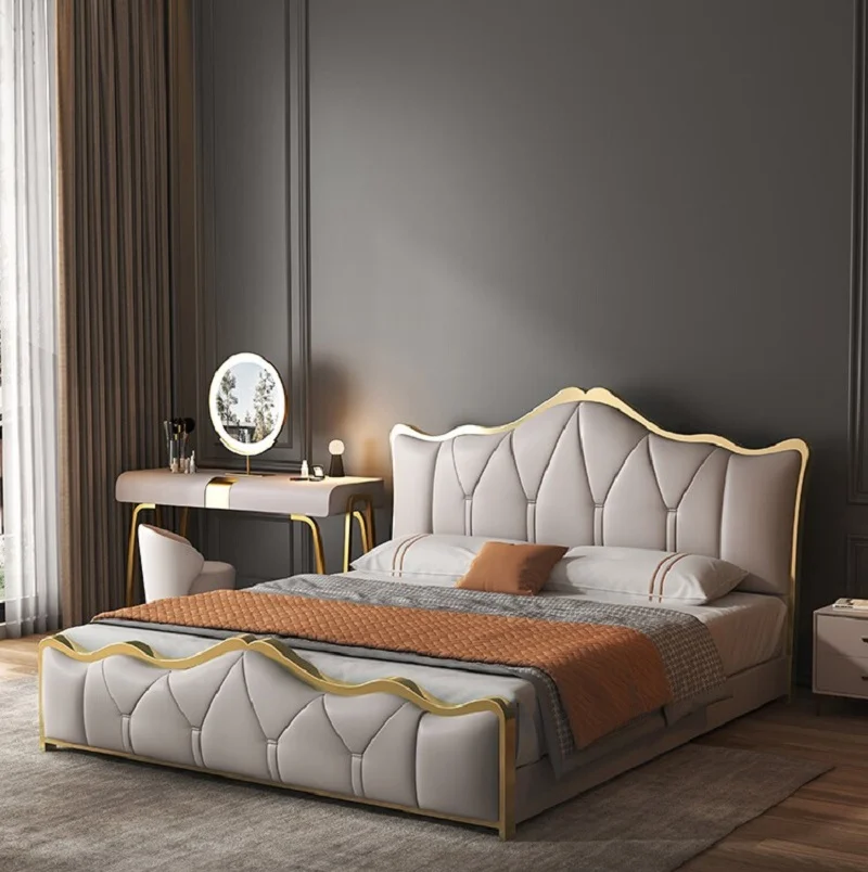 

Роскошная кожаная кровать высокого класса grand 1,8 м двойная кровать современный простой стиль Главная спальня минималистичный стиль
