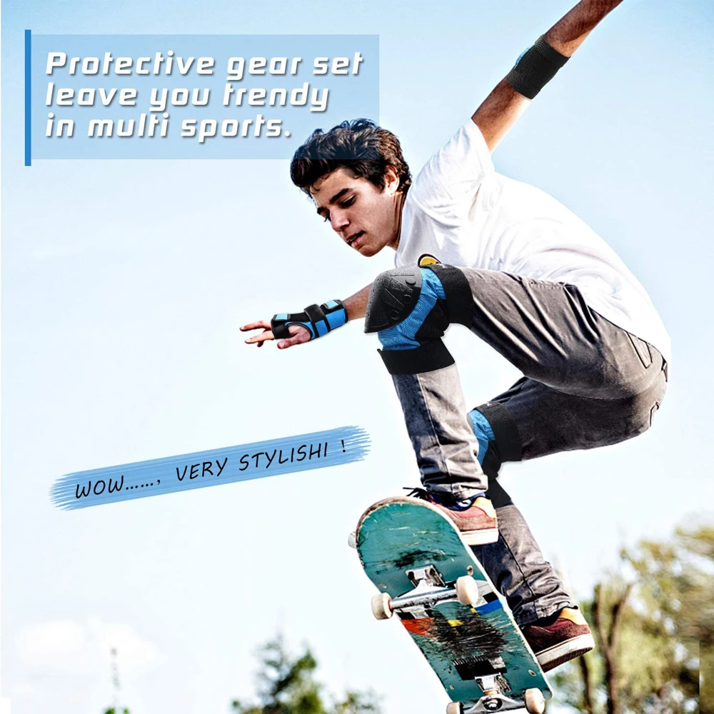 Ultimate Protective Gear Set: 6-Piece Knee, Elbow, and Wrist Pads for Skateboarding, Roller Skating, and Cycling
